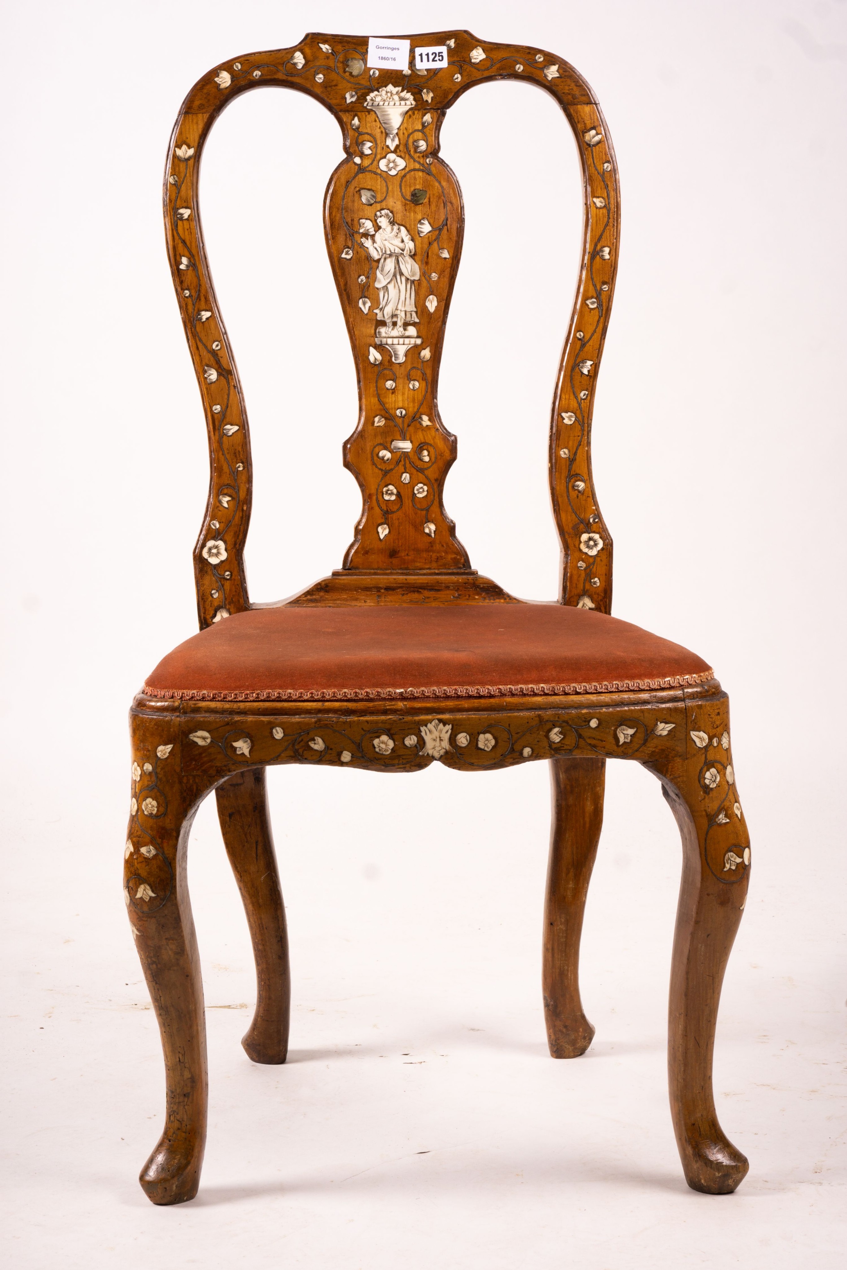 An 18th century ivory inlaid side chair